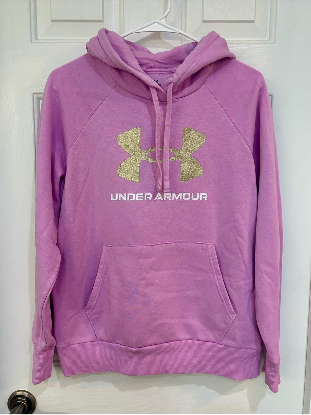 Under Armour Rival Fleece Shimmer Big Logo Hoodie Purple Size S